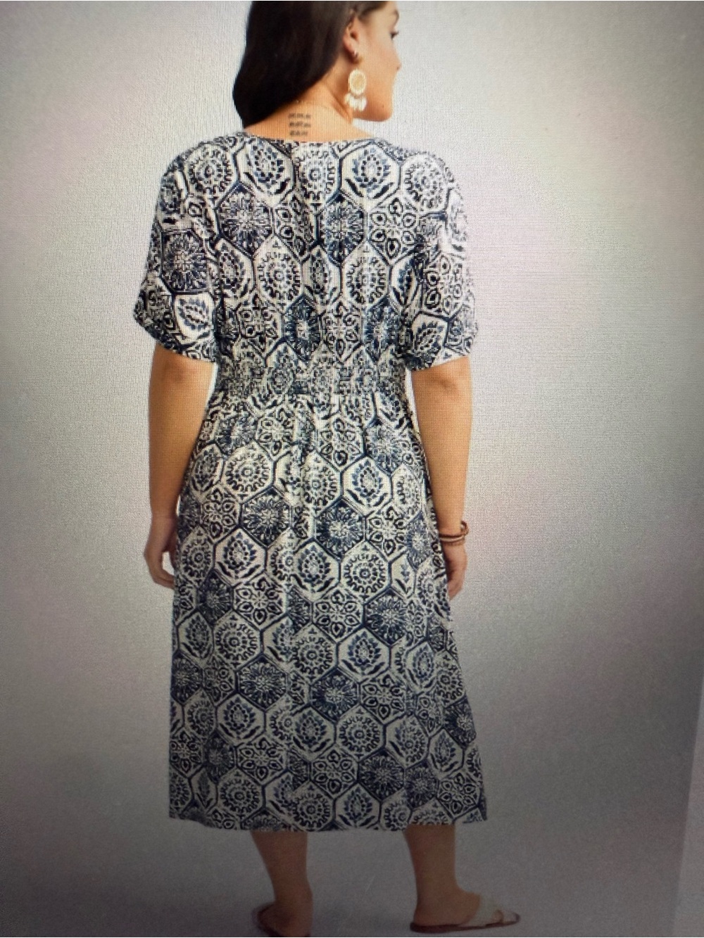 BloomChic Navy & White Geometric Print Dress with Tag - Picture 2 of 15